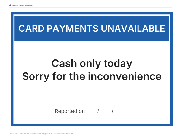 Preview of Printable Out of Order Sign