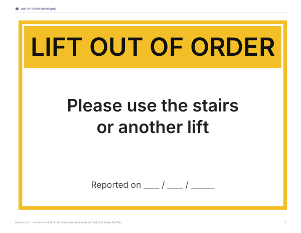 Preview of Printable Lift Sign